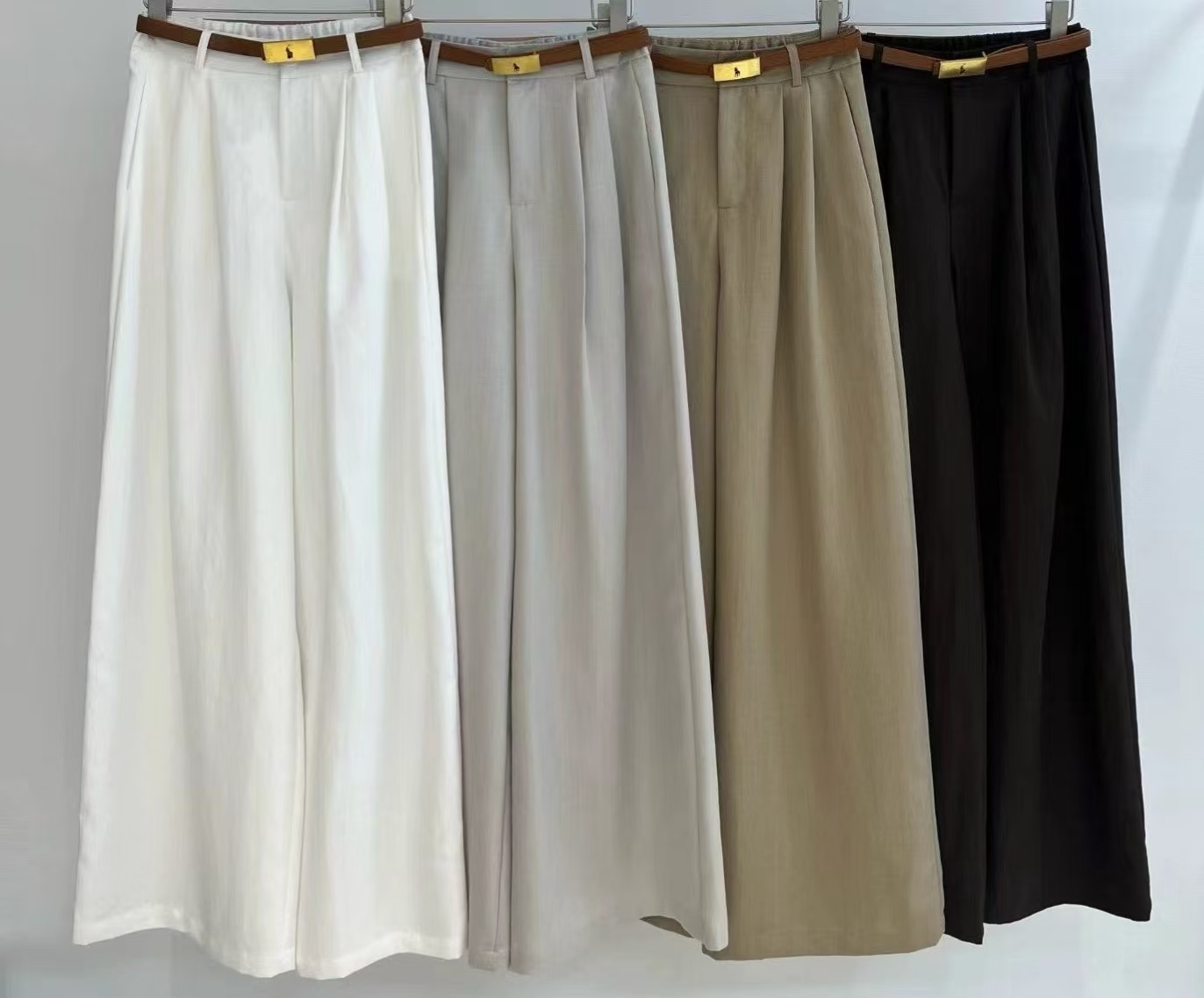 Women High Waist Pleated Linen Blend Wide Leg Pants With Matching Belt,Sxping Fashion SHOP,Women High Waist Pleated Linen Blend Wide Leg Pants With Matching Belt