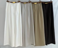 Women High Waist Pleated Linen Blend Wide Leg Pants With Matching Belt,Sxping Fashion SHOP,Women High Waist Pleated Linen Blend Wide Leg Pants With Matching Belt