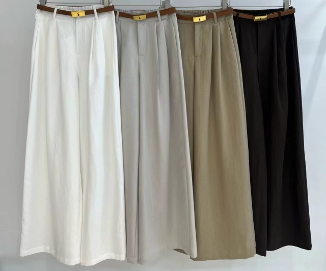 Women High Waist Pleated Linen Blend Wide Leg Pants With Matching Belt,Sxping Fashion SHOP,Women High Waist Pleated Linen Blend Wide Leg Pants With Matching Belt