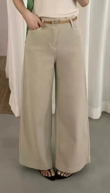 Women High Waist Wide Leg Denim Trousers With Thin H Buckle Belt,Sxping Fashion SHOP,Women High Waist Wide Leg Denim Trousers With Thin H Buckle Belt