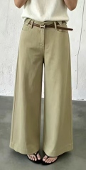 Women High Waist Wide Leg Denim Trousers With Thin H Buckle Belt,Sxping Fashion SHOP,Women High Waist Wide Leg Denim Trousers With Thin H Buckle Belt