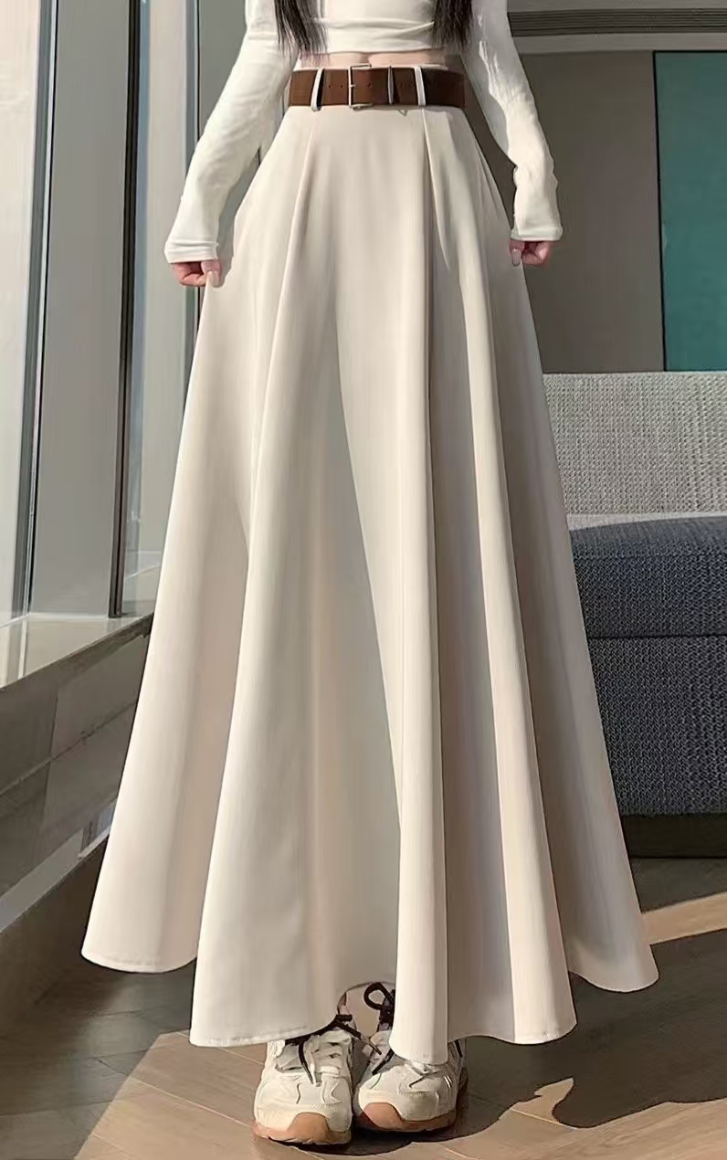 Women High Waist Maxi A-line Swing Skirt With Matching Belt,Sxping Fashion SHOP,Women High Waist Maxi A-line Swing Skirt With Matching Belt-Sxping Fashion SHOP