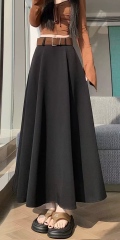 Women High Waist Maxi A-line Swing Skirt With Matching Belt,Sxping Fashion SHOP,Women High Waist Maxi A-line Swing Skirt With Matching Belt-Sxping Fashion SHOP