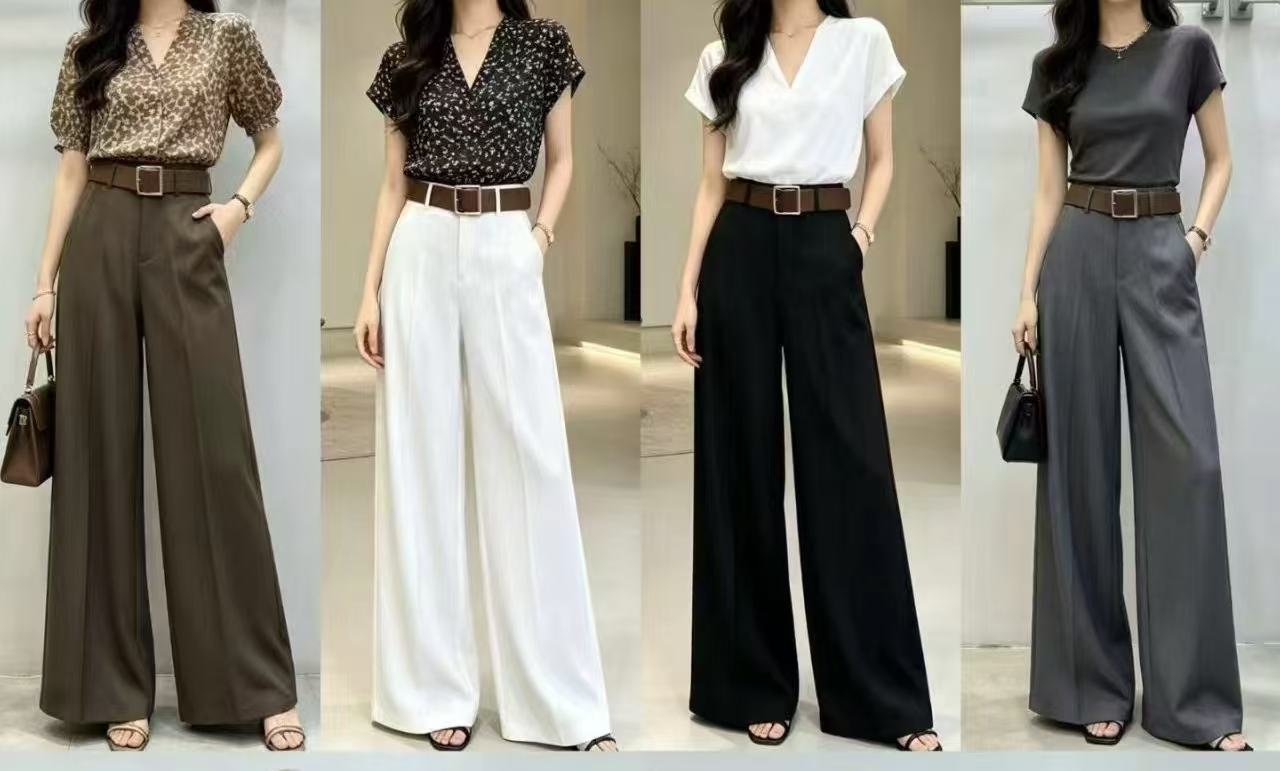 Women High Waist Wide Leg Suit Pants With Matching Belt,Sxping Fashion SHOP,Women High Waist Wide Leg Suit Pants With Matching Belt