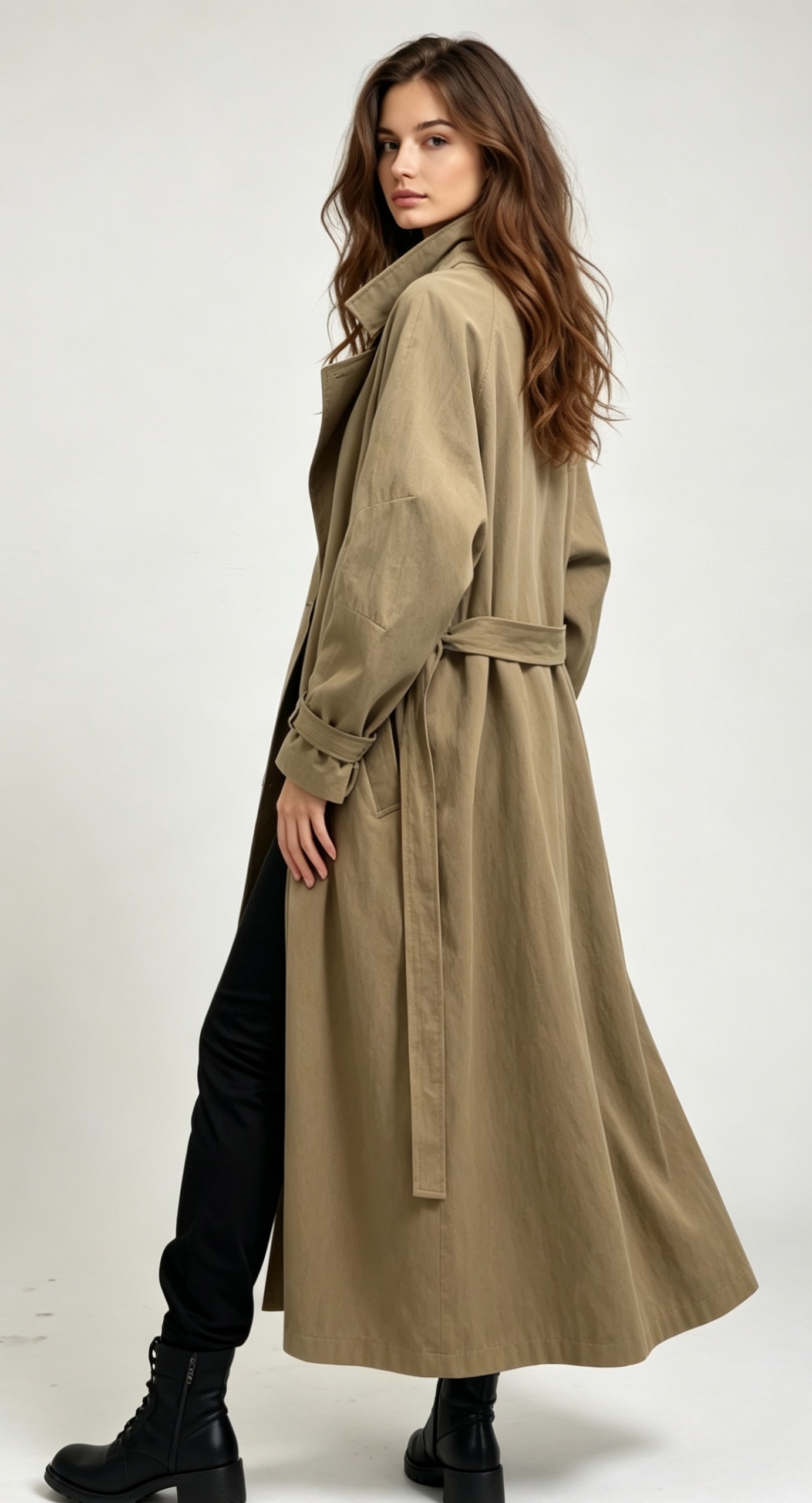 Women Oversized Stand Collar Long Trench Coat, Loose Casual Outerwear,Sxping Fashion SHOP,Women Oversized Stand Collar Long Trench Coat, Loose Casual Outerwear