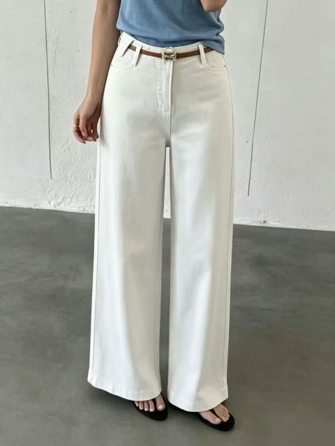 Women High Waist Wide Leg Denim Trousers With Thin H Buckle Belt,Sxping Fashion SHOP,Women High Waist Wide Leg Denim Trousers With Thin H Buckle Belt