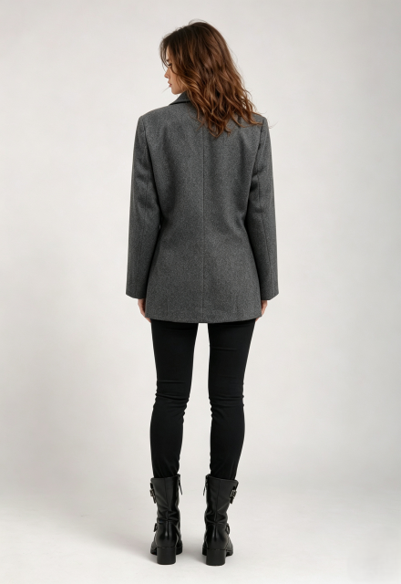 Women Quilted Lined Wool‑Blend Coat, Notched Lapel Mid‑Length Winter Blazer Jacket,Sxping Fashion SHOP,Women Quilted Lined Wool‑Blend Coat, Notched Lapel Mid‑Length Winter Blazer Jacket