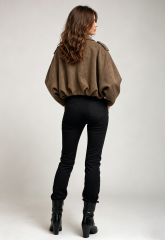 Women Faux‑Suede Cropped Jacket, Collared Utility Short Oversized Outerwear,Sxping Fashion SHOP,Women Faux‑Suede Cropped Jacket, Collared Utility Short Oversized Outerwear