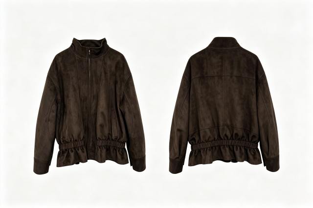 Women Faux‑Suede Jacket, Stand Collar Zip‑Up Gathered Waist Cropped Outerwear,Sxping Fashion SHOP,Women Faux‑Suede Jacket, Stand Collar Zip‑Up Gathered Waist Cropped Outerwear