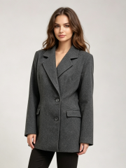 Women Quilted Lined Wool‑Blend Coat, Notched Lapel Mid‑Length Winter Blazer Jacket,Sxping Fashion SHOP,Women Quilted Lined Wool‑Blend Coat, Notched Lapel Mid‑Length Winter Blazer Jacket