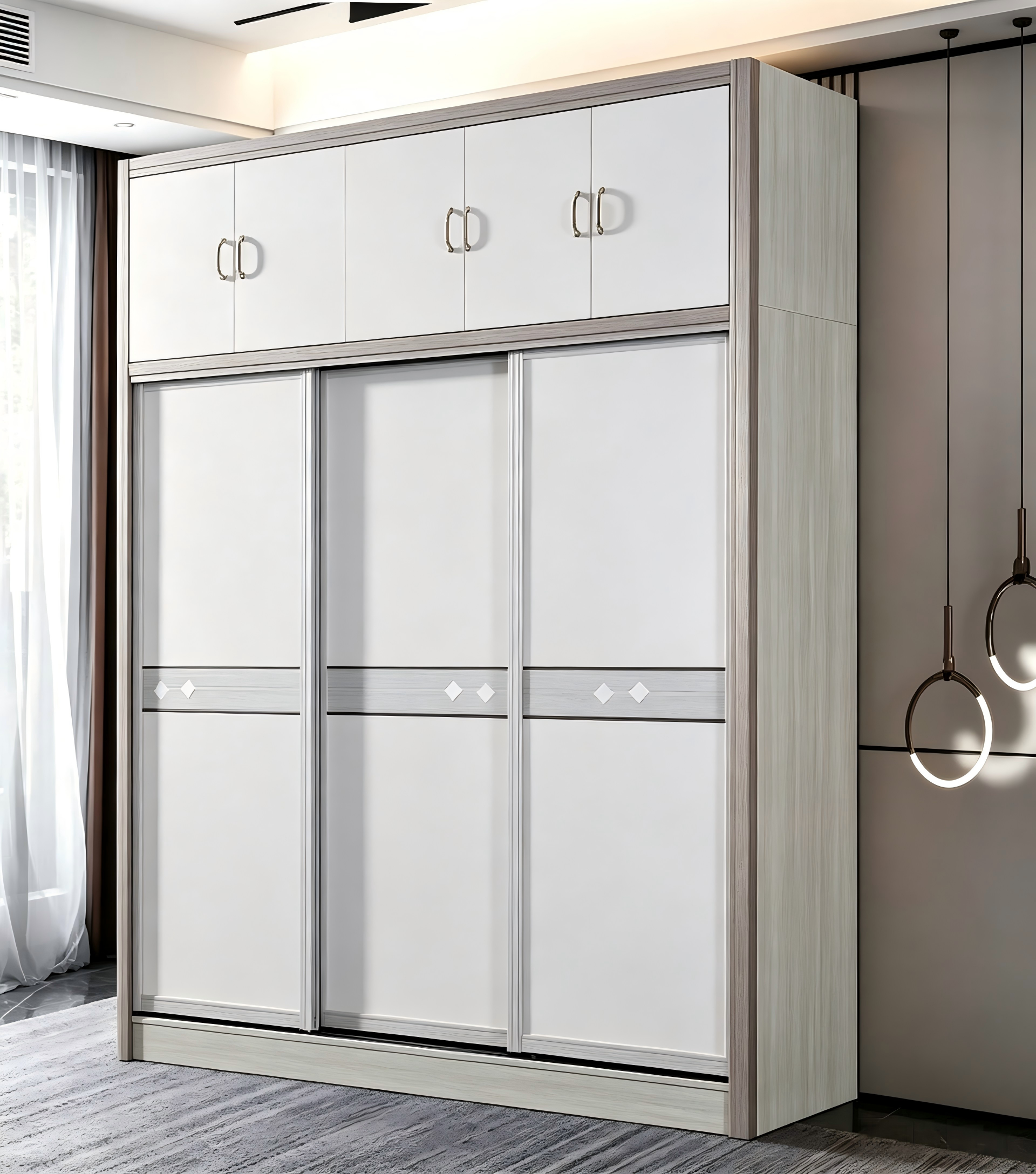 8920 Elegant High-Gloss Sliding-Door Wardrobe | 200 cm Bedroom Storage Wardrobe,MY SHOP,8920 Elegant High-Gloss Sliding-Door Wardrobe | 200 cm Bedroom Storage Wardrobe