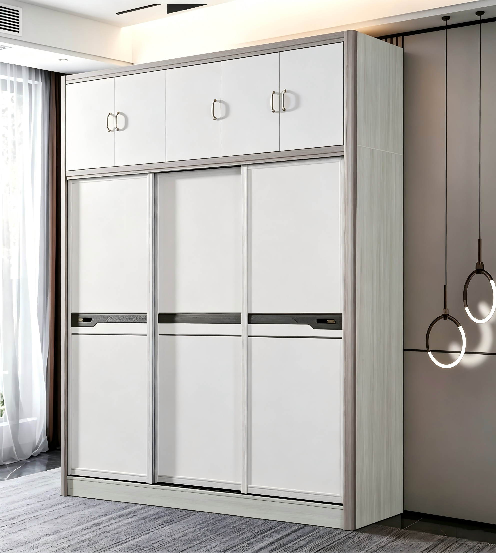 8920 Elegant High-Gloss Sliding-Door Wardrobe | 200 cm Bedroom Storage Wardrobe,MY SHOP,8920 Elegant High-Gloss Sliding-Door Wardrobe | 200 cm Bedroom Storage Wardrobe