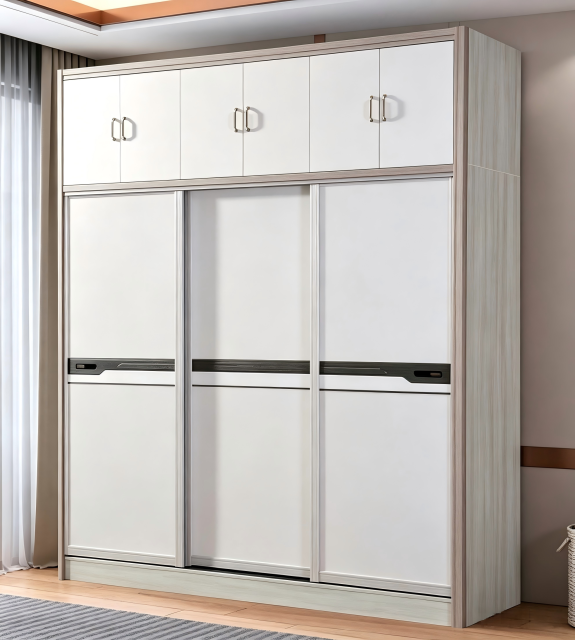 8924 High-Gloss Sliding-Door Wardrobe | 240 cm Large Bedroom Storage Wardrobe,MY SHOP,8924 High-Gloss Sliding-Door Wardrobe | 240 cm Large Bedroom Storage Wardrobe