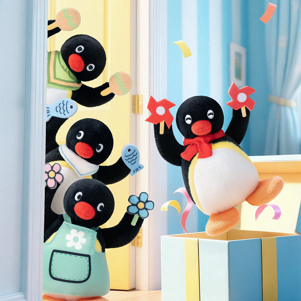 PINGU - Head-Tilted Series Plush Keychain - Happy Fish Snack,YOUMAI ANIMATION,PINGU - Head-Tilted Series Plush Keychain - Happy Fish Snack