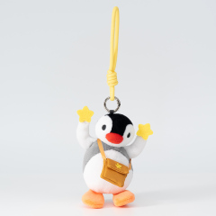 PINGU - Head-Tilted Series Plush Keychain - Happy Fish Snack,YOUMAI ANIMATION,PINGU - Head-Tilted Series Plush Keychain - Happy Fish Snack