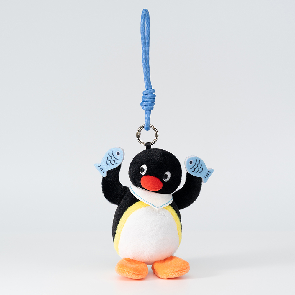 PINGU - Head-Tilted Series Plush Keychain - Happy Fish Snack,YOUMAI ANIMATION,PINGU - Head-Tilted Series Plush Keychain - Happy Fish Snack