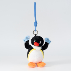 PINGU - Head-Tilted Series Plush Keychain - Happy Fish Snack,YOUMAI ANIMATION,PINGU - Head-Tilted Series Plush Keychain - Happy Fish Snack