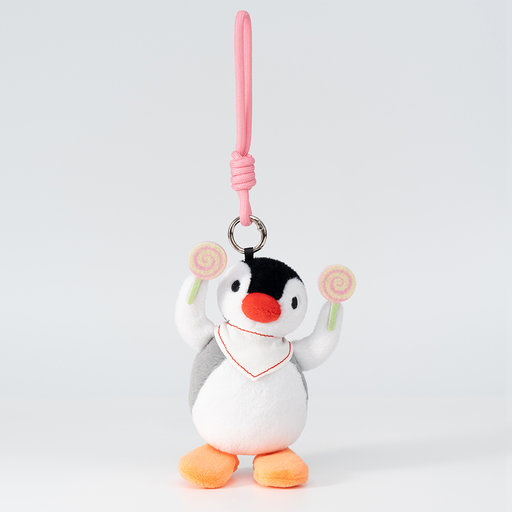 PINGU - Head-Tilted Series Plush Keychain - Happy Fish Snack,YOUMAI ANIMATION,PINGU - Head-Tilted Series Plush Keychain - Happy Fish Snack