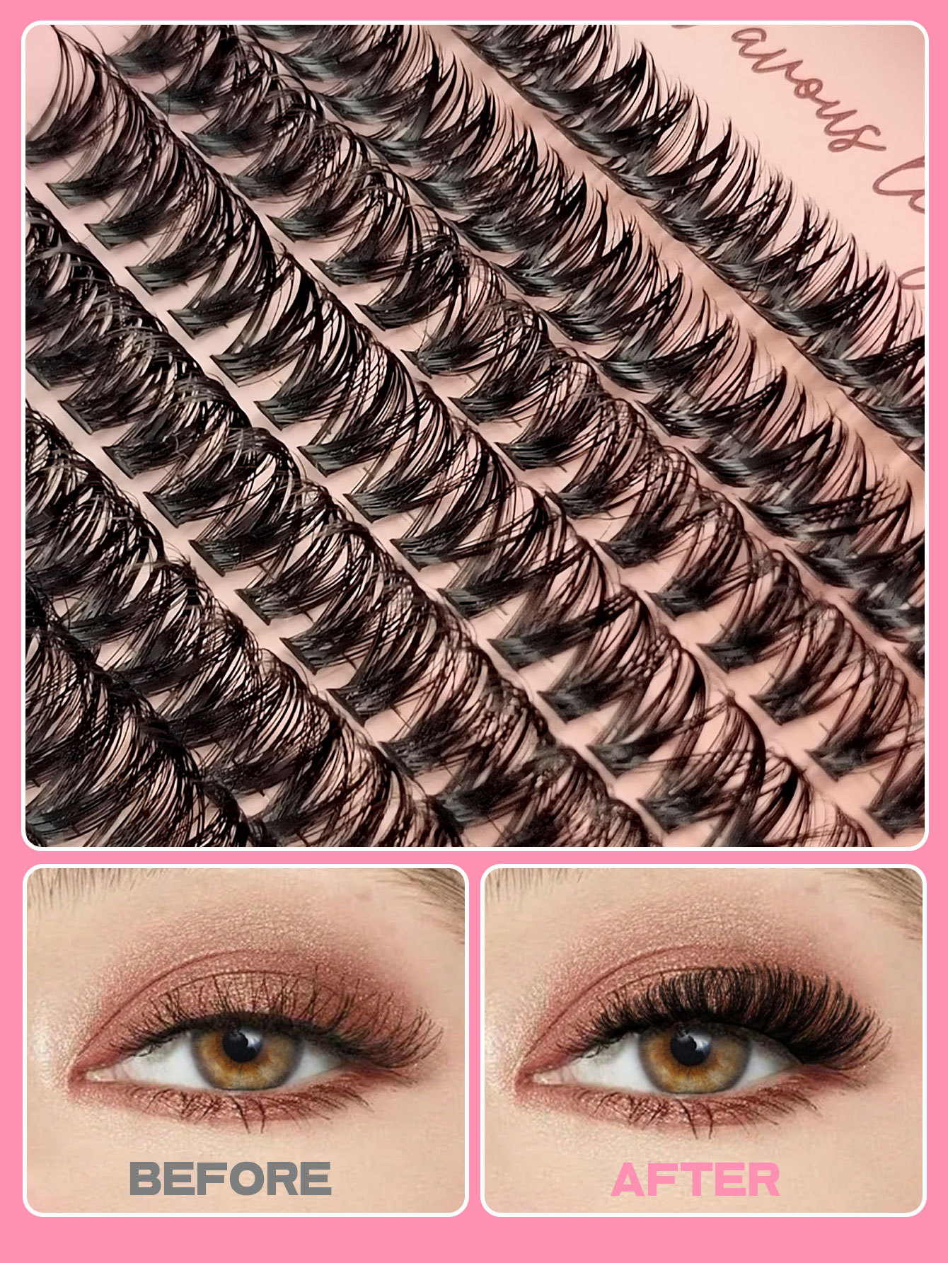 Sibeuna 520 Clusters Lashes Book Reusable Individual Eyelashes Natural Look, Eyelash Clusters DIY Eyelash Extensions ，Soft & Comfortable, Easy Wearing，Beginner-friendly