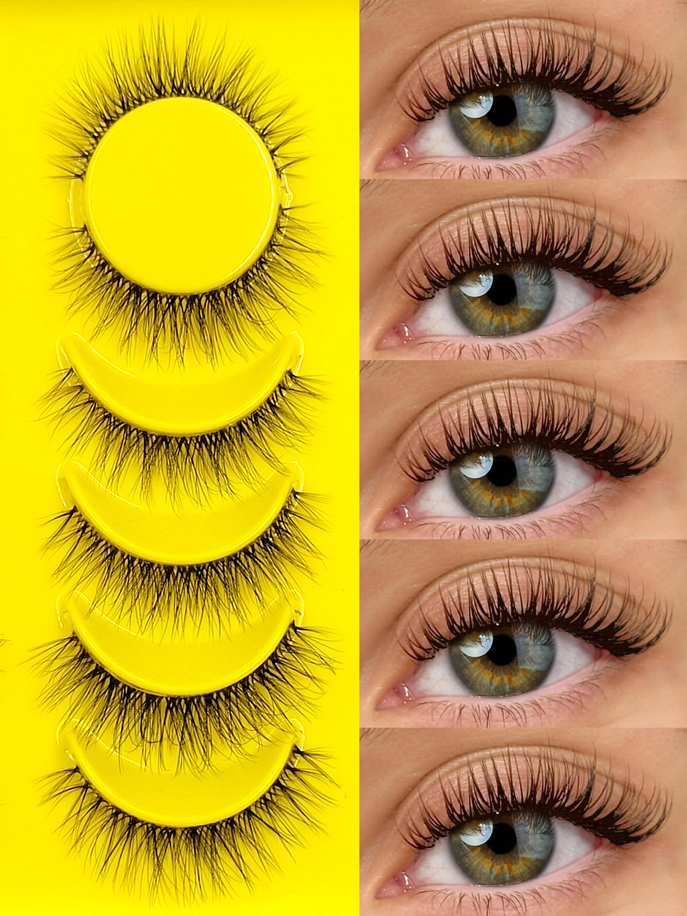 Sibeuna 6 Pairs Natural Lashes Wispy Soft Clear Band Faux Mink Lashes,Reusable,For Daily Style Eye Makeup,Beginner-Friendly,Fake Eyelashes,Strip Lashes