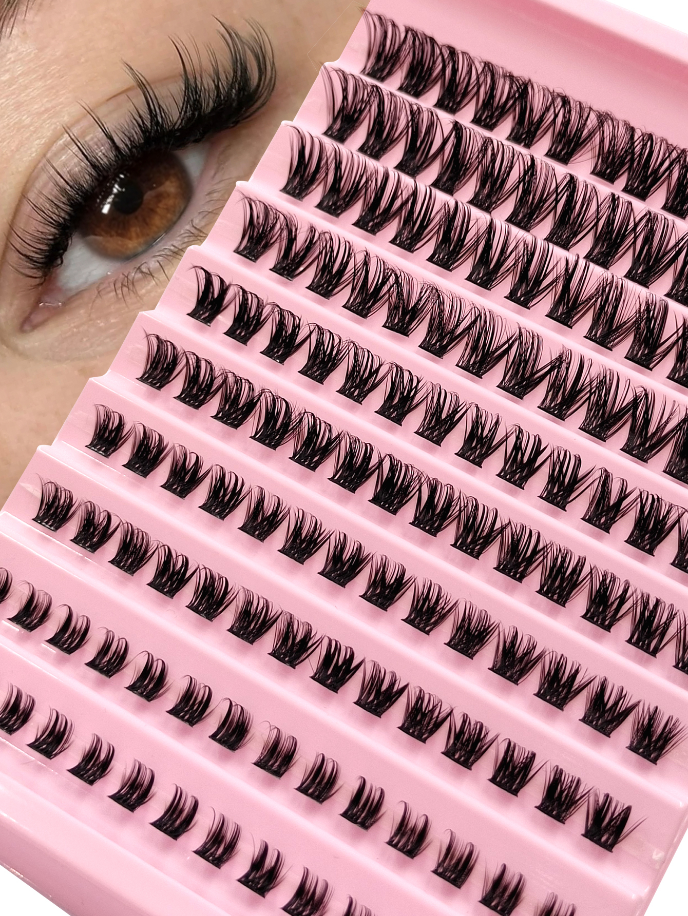 Sibeuna 140 Pcs D Curl Natural Lashes,Fluffy Cat Eye Lashes,For Beginners Easy To Use Salon-Quality Long-Lasting False Eyelash Extensions