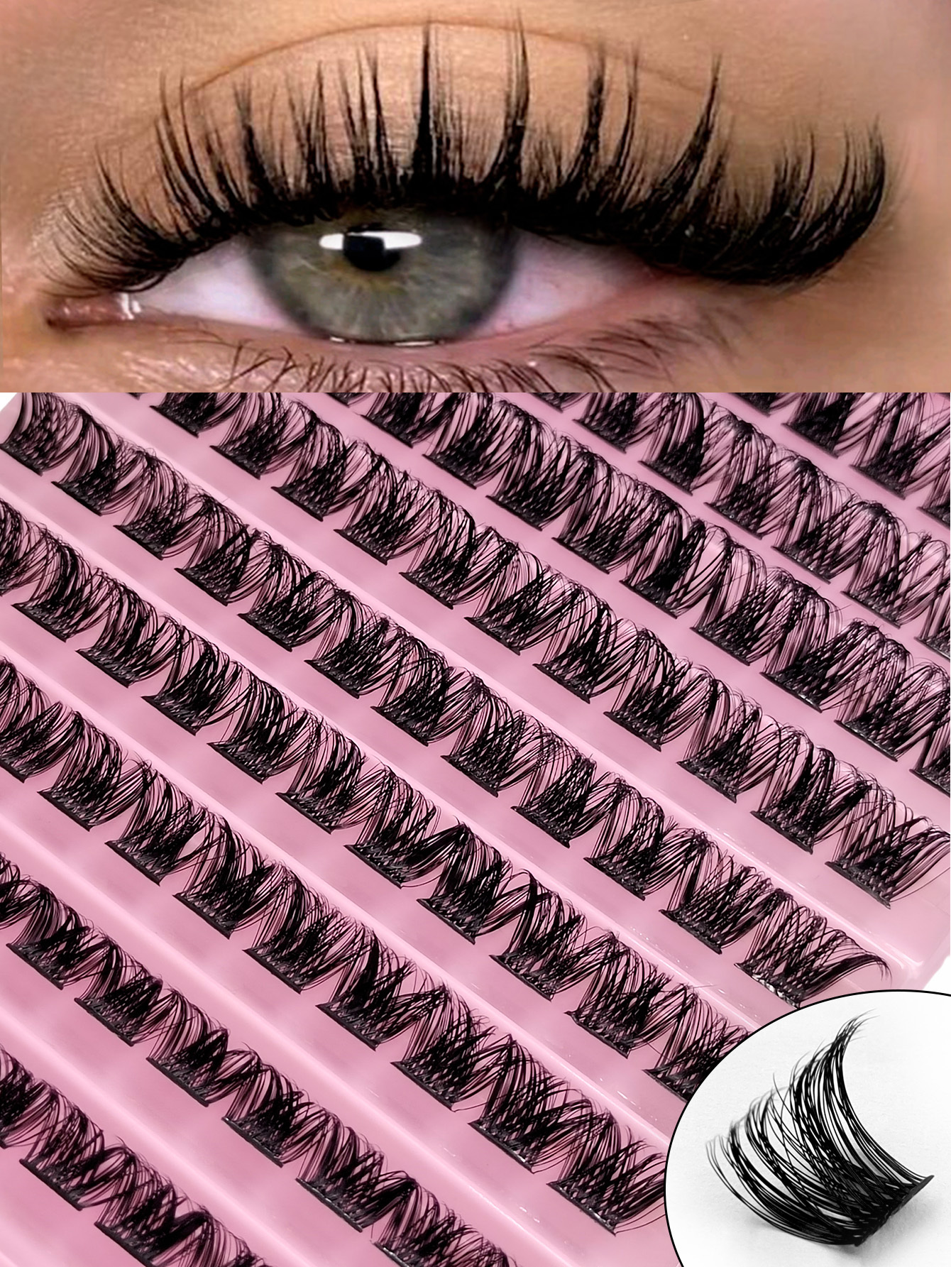Sibeuna 120PCS D Curl DIY Lash Clusters For Individual Lashes Volume Eyelashes Long-lasting​ Eyelash Extensions Thick Natural Looking Fake Lashes
