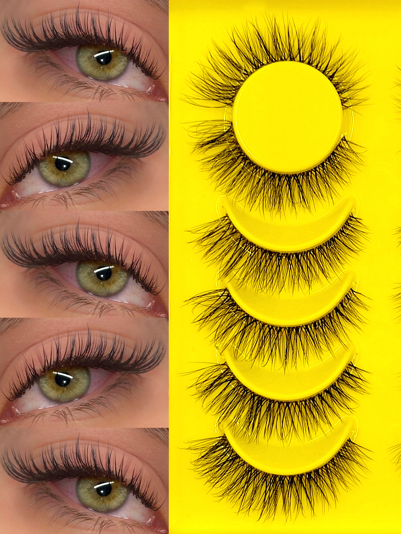 Sibeuna 6 Pairs Fluffy Natural Eyelashes Cat Eye Lashes Clear Band Faux Mink Lashes,Reusable,For Daily Style Eye Makeup,Beginner-Friendly,Full Strip Lashes,Fake Eyelashes,Strip Lashes