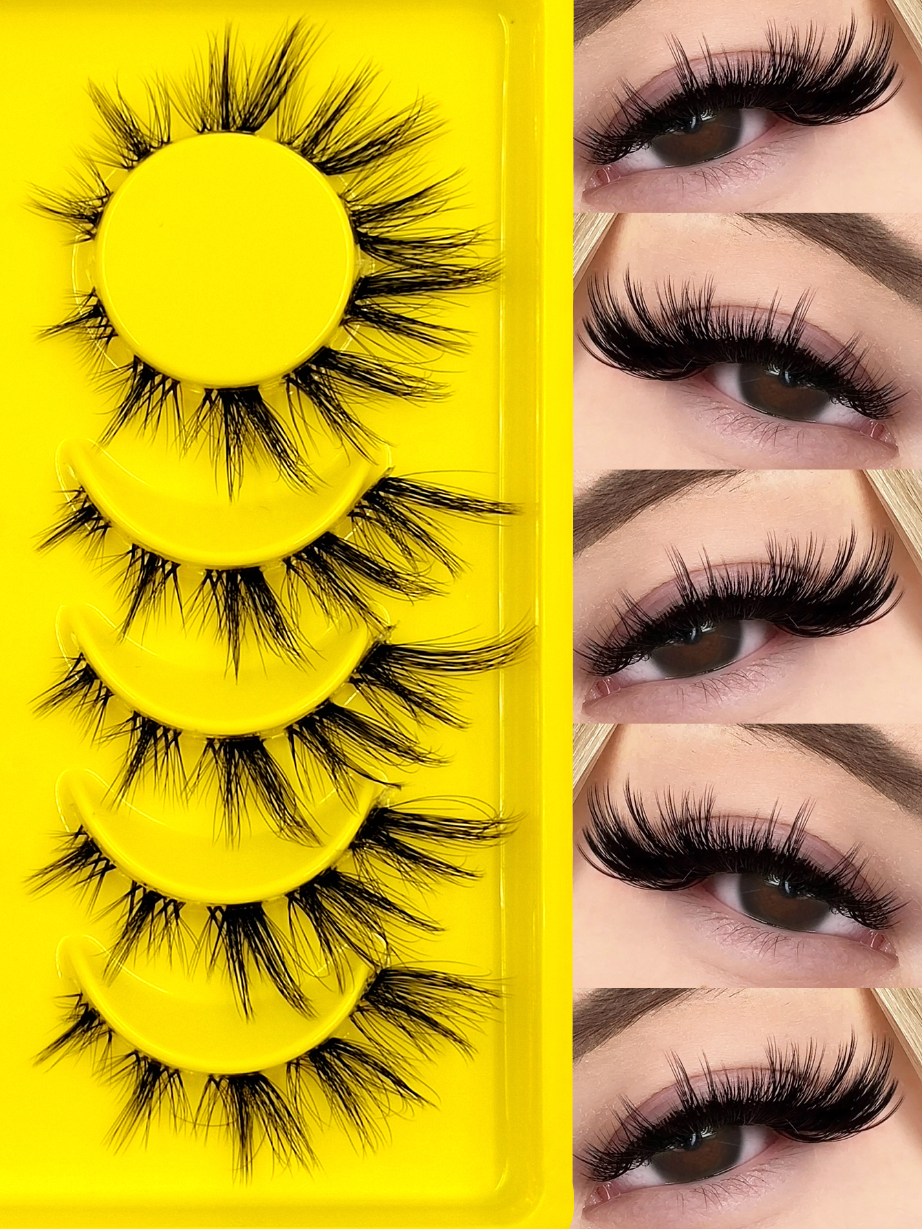 Sibeuna 6 Pairs Natural Lashes Clear Band Faux Mink Lashes,For Daily Style Eye Makeup,Beginner-Friendly