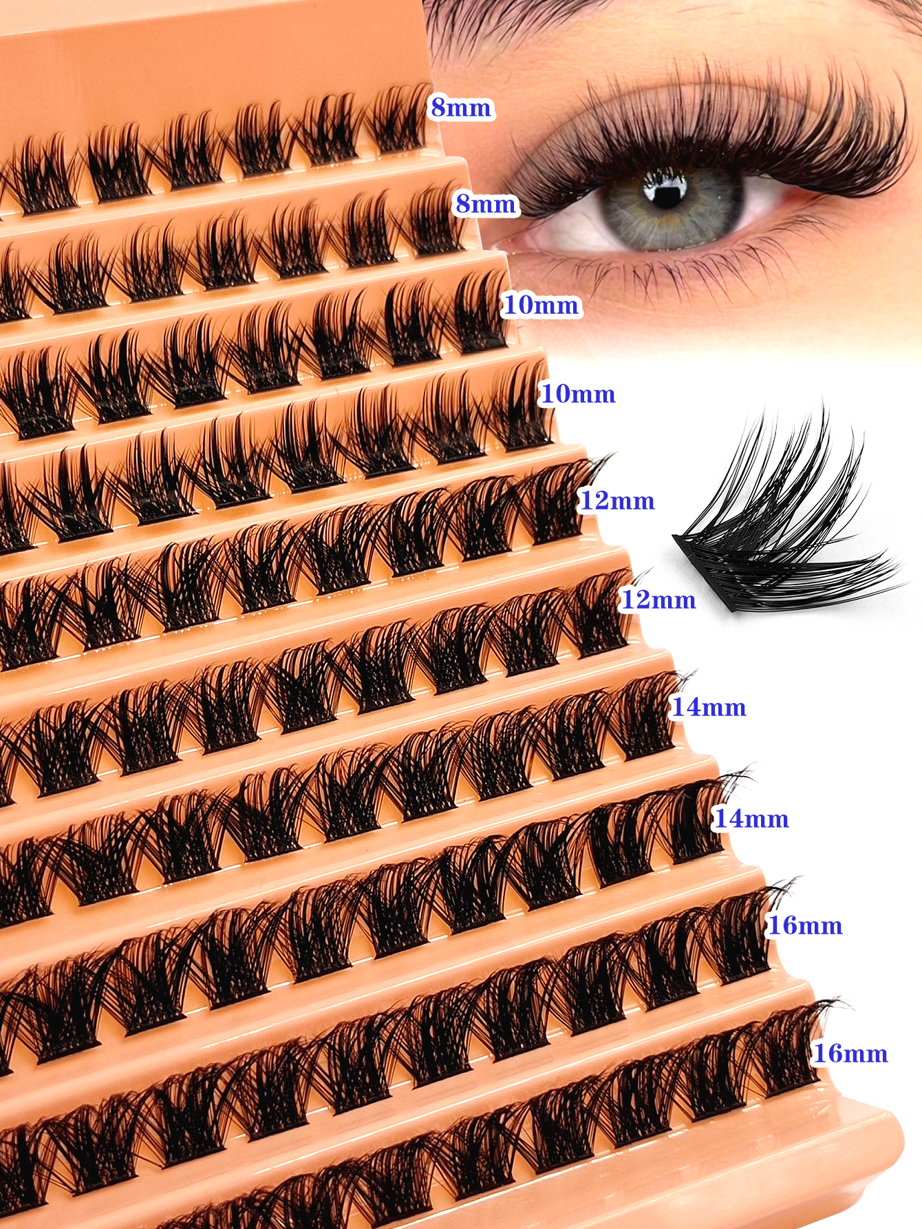 Sibeuna 110 Pcs D Curl Eyelash Extensions,Thickness 0.07mm, 3D Fitting Eye Shape,Can Be DIY, Suitable For Daily Light Makeup, Heavy Makeup And Daily Occasions, Easy To Carry, Suitable Going Out.Cluster Lashes