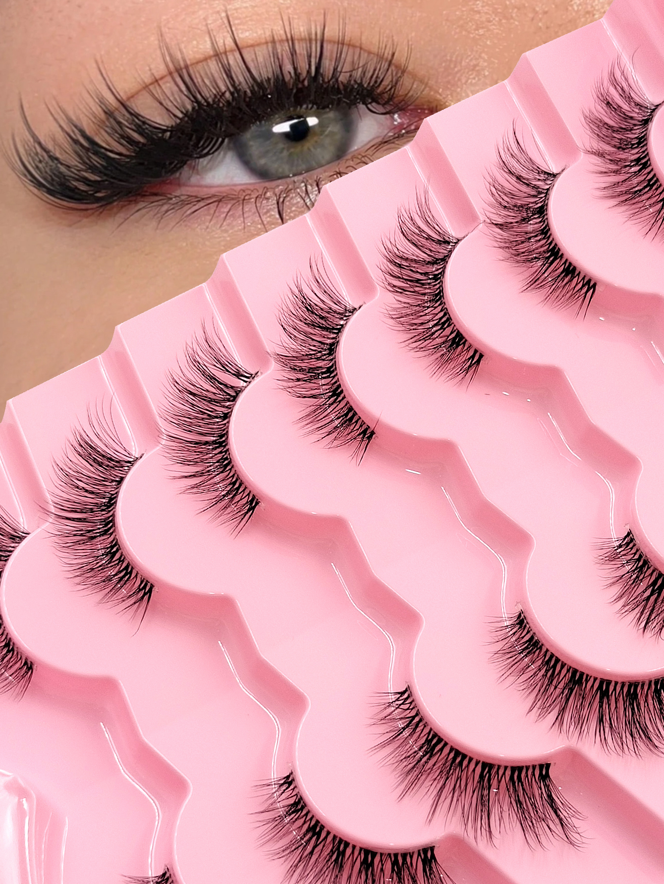 Sibeuna 7 Pairs Half Lashes 3D Wispy Cat Eye False Eyelashes Natural Fluffy Winged Faux Mink Lashes Soft Reusable Daily Party Makeup,Lashes Corner Eyelashes,Corner Eyelashes,Corner Lashes