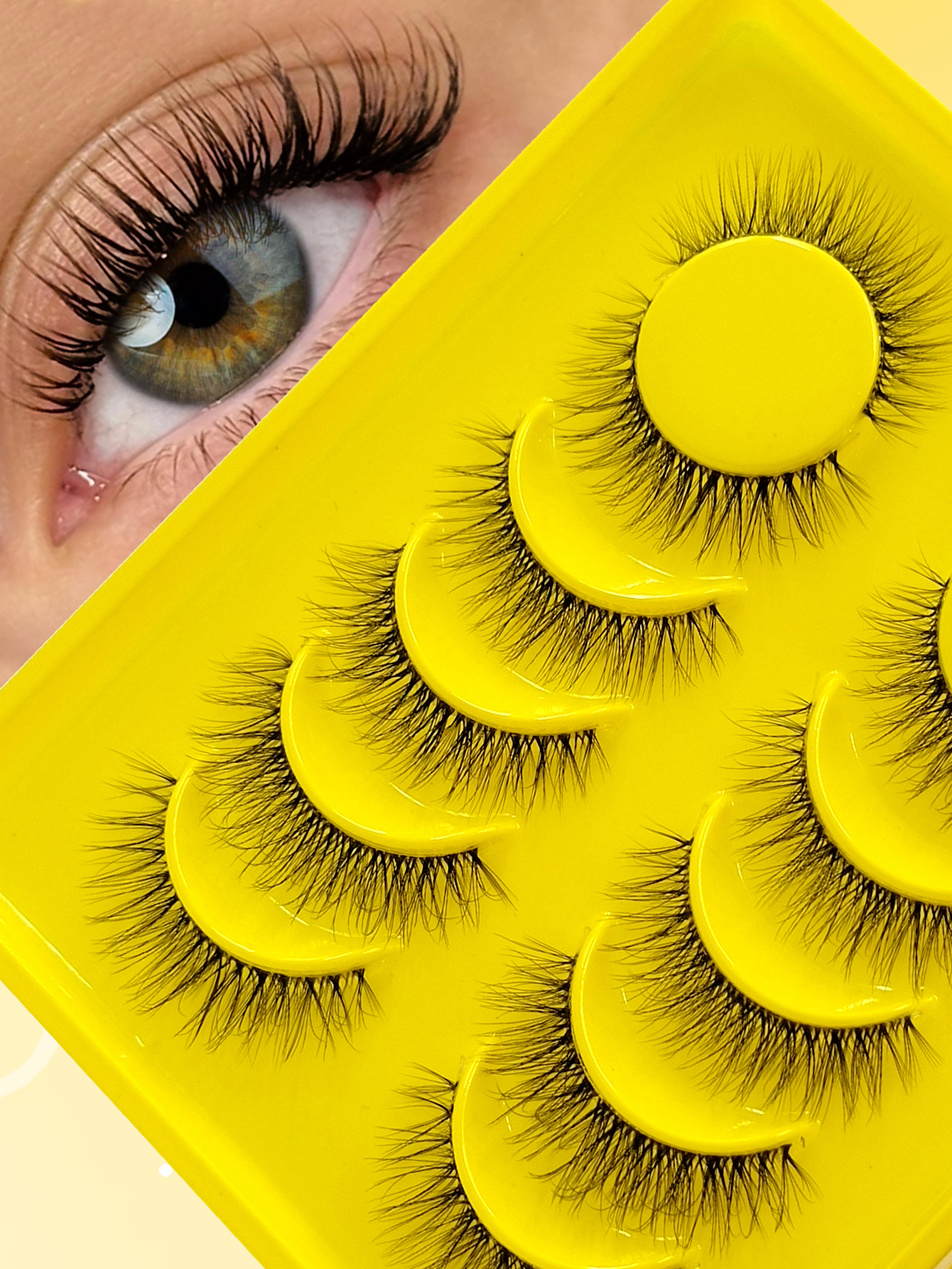 Sibeuna 6 Pairs Natural Lashes Wispy Soft Clear Band Faux Mink Lashes,Reusable,For Daily Style Eye Makeup,Beginner-Friendly,Fake Eyelashes,Strip Lashes