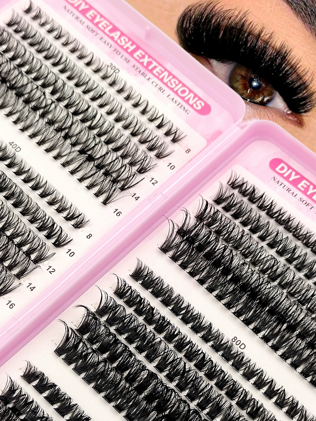Sibeuna 590PCS Eyelashes Book D Curl Natural&Thick & Fluffy Extension Soft Lashes  8mm-16mm Mix Length DIY Cluster Eyelashes
