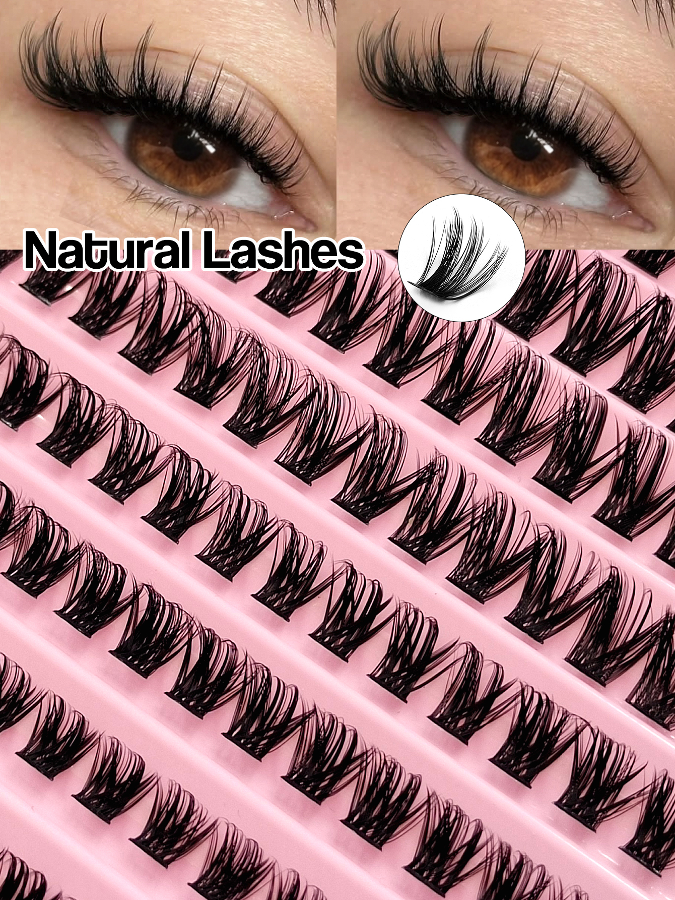 Sibeuna 140 Pcs D Curl Natural Lashes,Fluffy Cat Eye Lashes,For Beginners Easy To Use Salon-Quality Long-Lasting False Eyelash Extensions