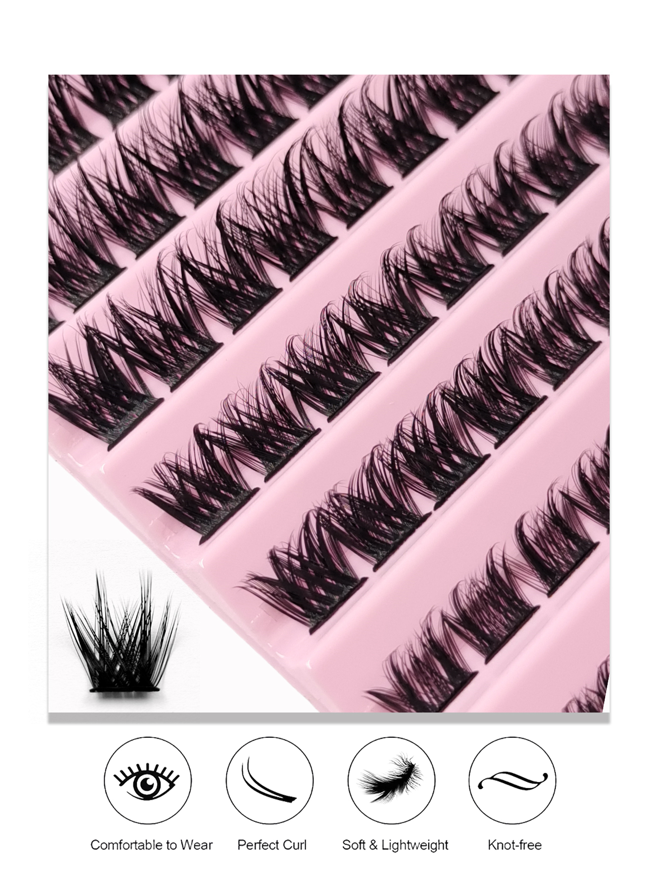 Sibeuna 120 PCS D Curl Cluster Faux Mink Fake Eyelashes Individual Lashes Natural Look Lashes Fluffy Soft Crossed Dramatic Cluster Lashes DIY Eyelashes