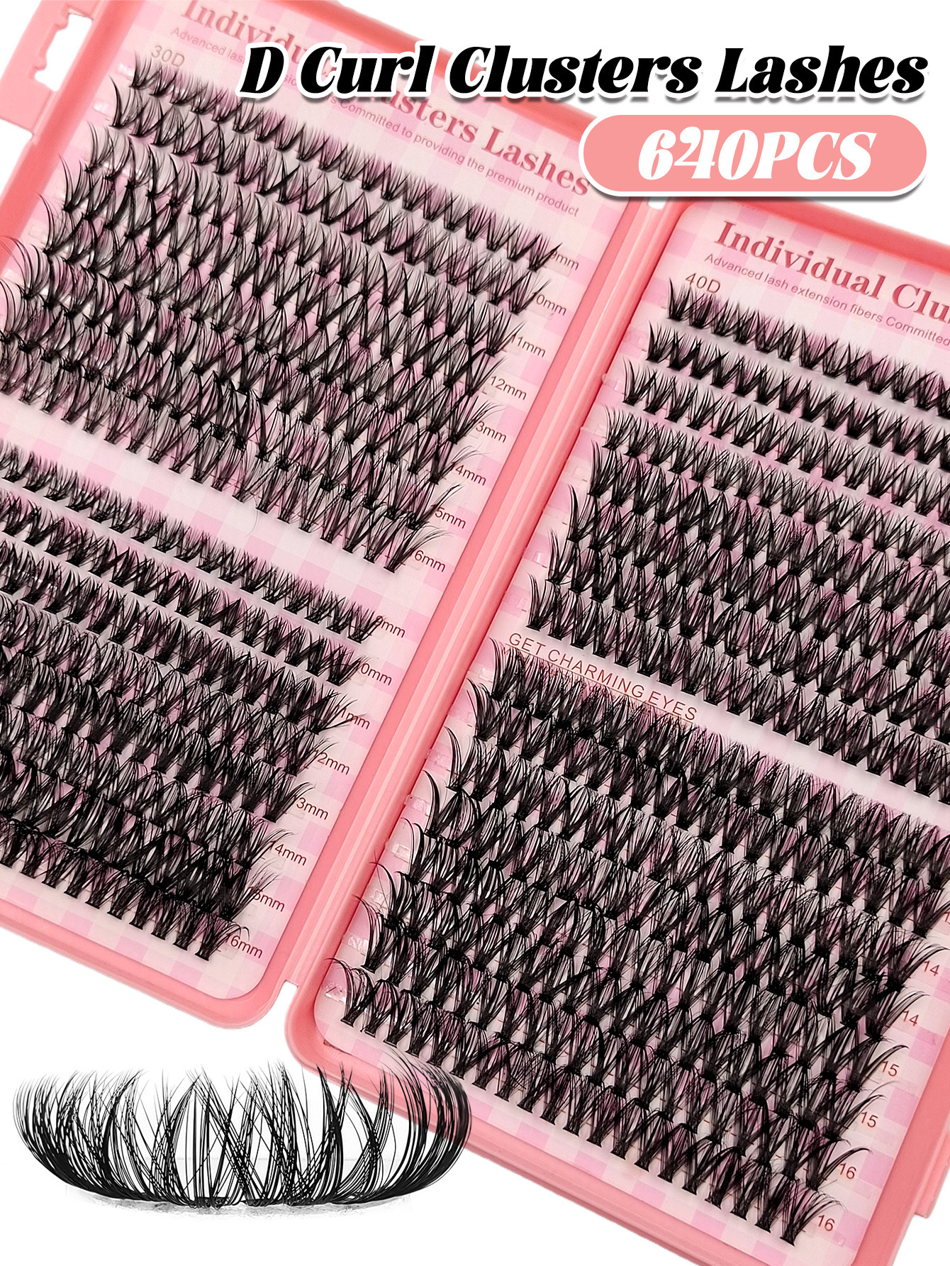 Sibeuna 640PCS Eyelashes Book 30D+40D+50D Lashes D Curl Natural Look Fluffy Soft Extension Lashes 9mm-16mm Mix Length Cluster Eyelashes For Party