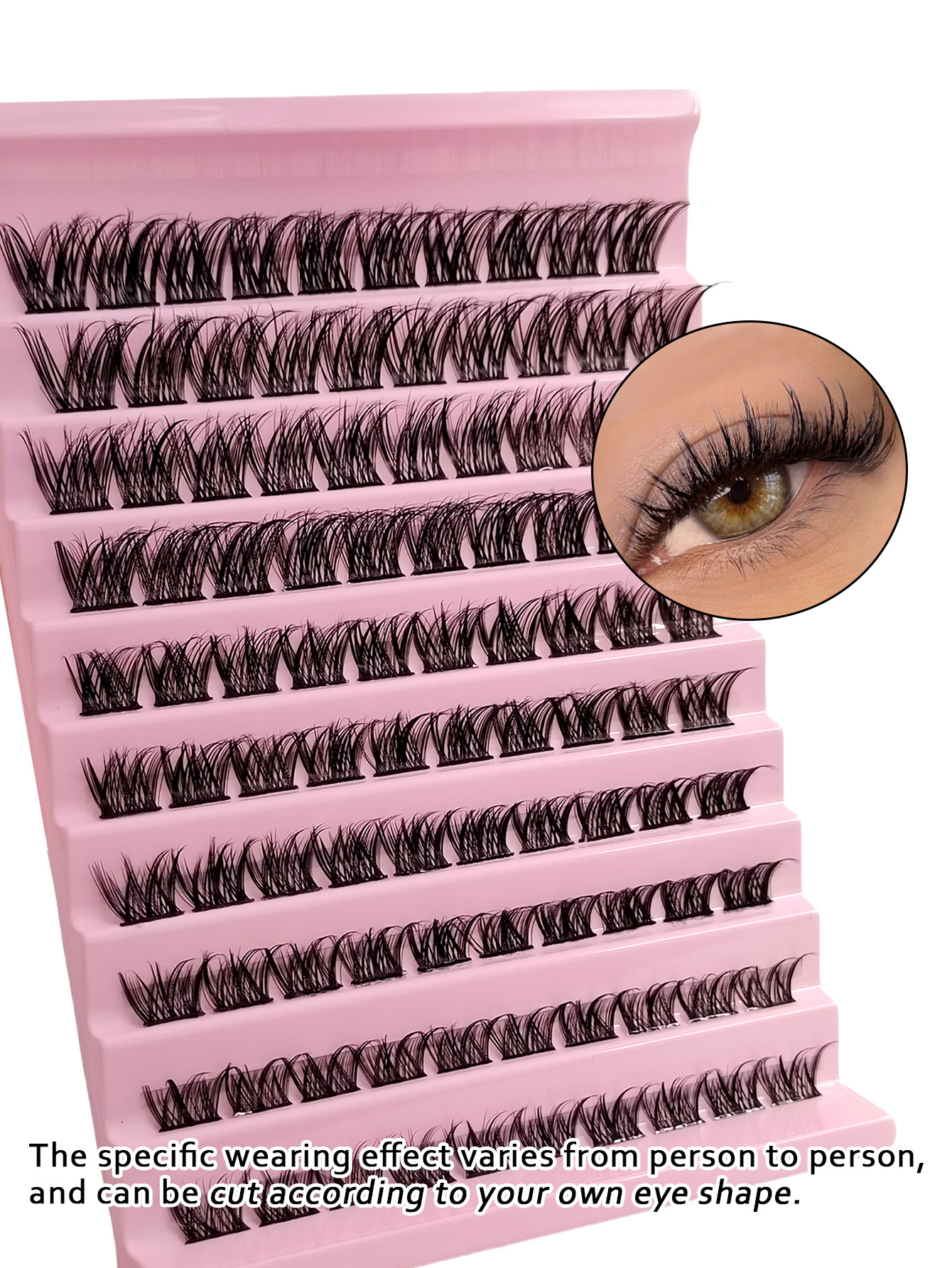 Sibeuna 100PCS Cluster Lashes D Curl Natural Look Soft Fluffy And Wispy Individual Eyelashes Crossed Lashes Makeup Extensions DIY At Home