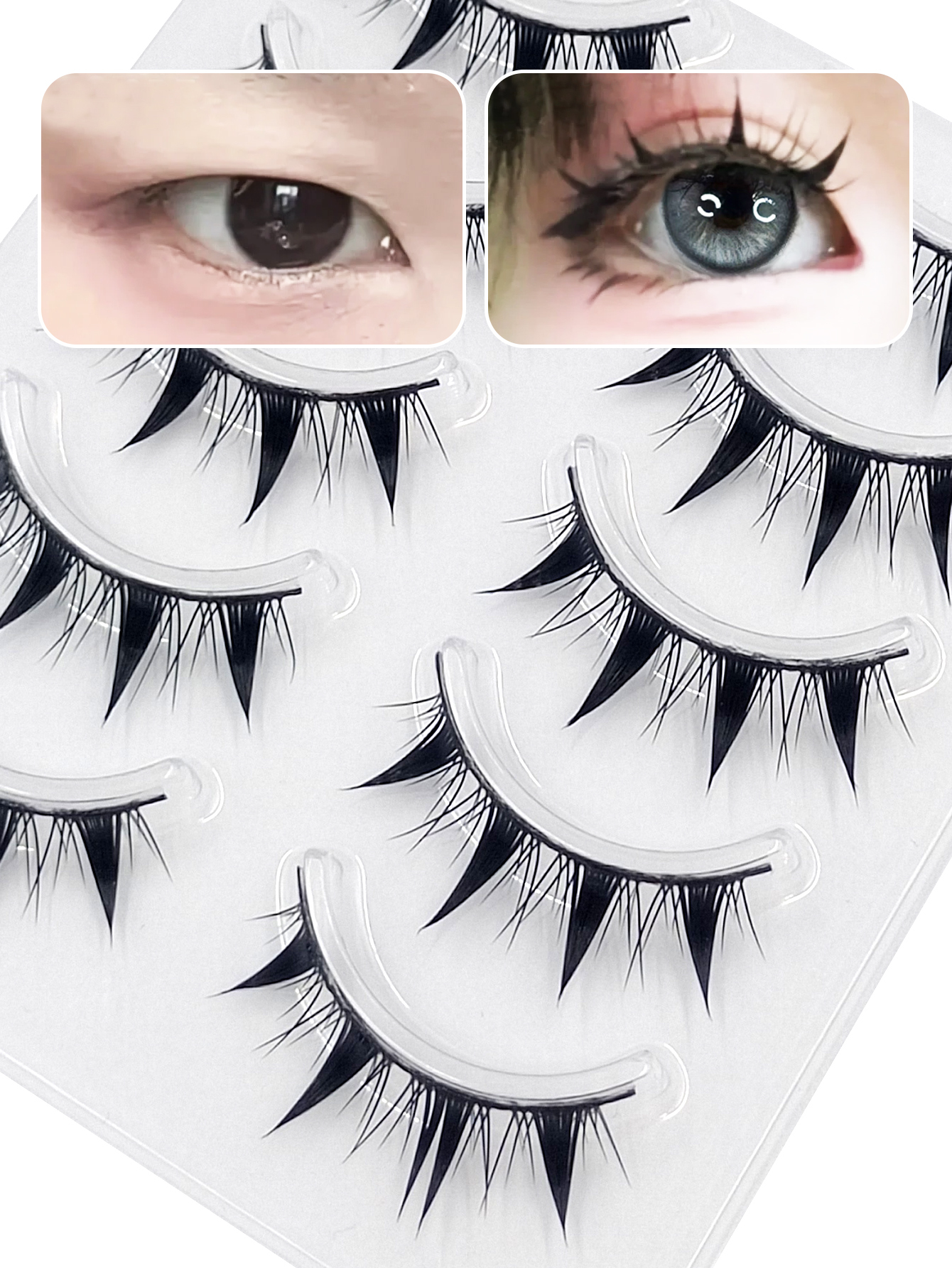 Sibeuna 5 Pairs Manga Lashes,Cartoon Eyelashes,Light Flutter Anime Natural Eyelashes,Doll Eyelashes,Enjoy A Natural And Comfortable Experience,For Daily Style Eye Makeup