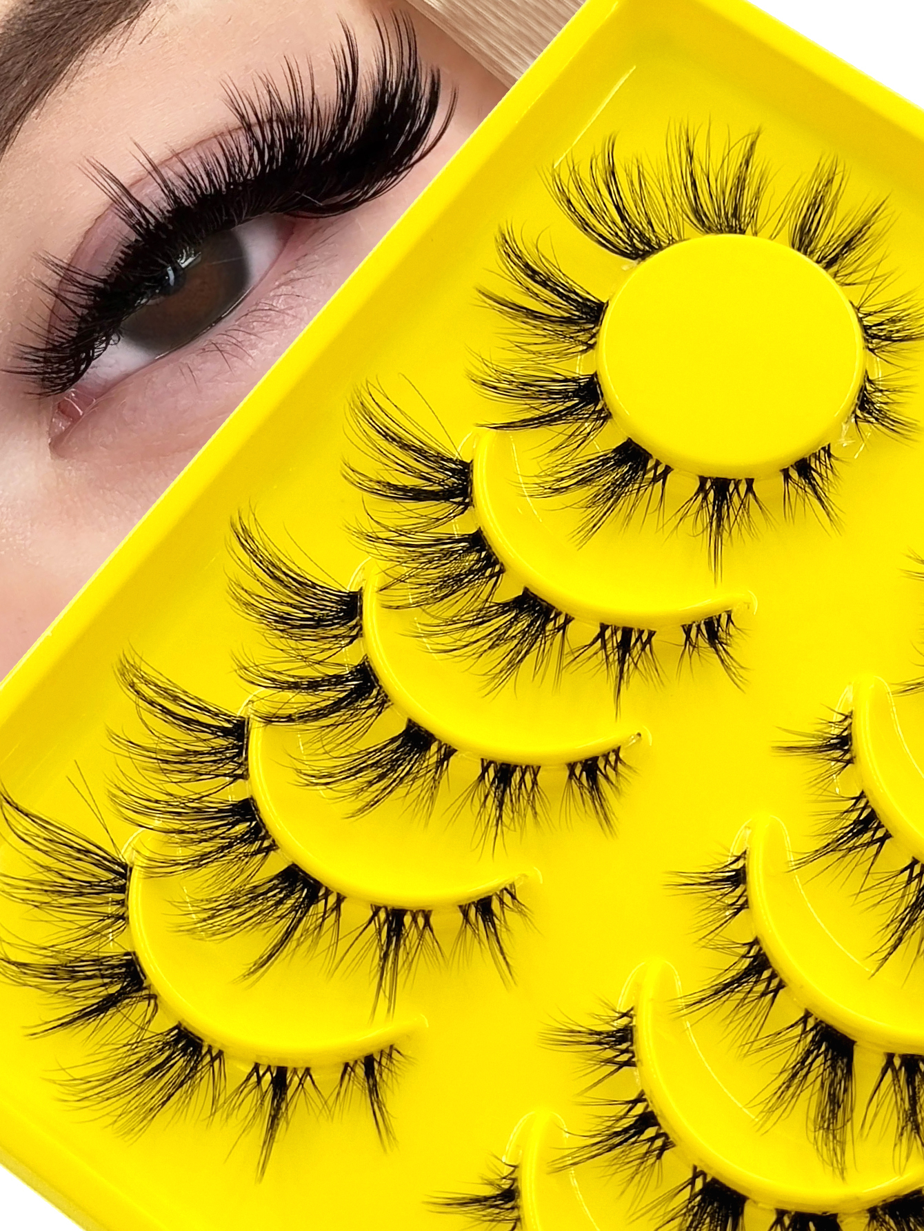 Sibeuna 6 Pairs Natural Lashes Clear Band Faux Mink Lashes,For Daily Style Eye Makeup,Beginner-Friendly