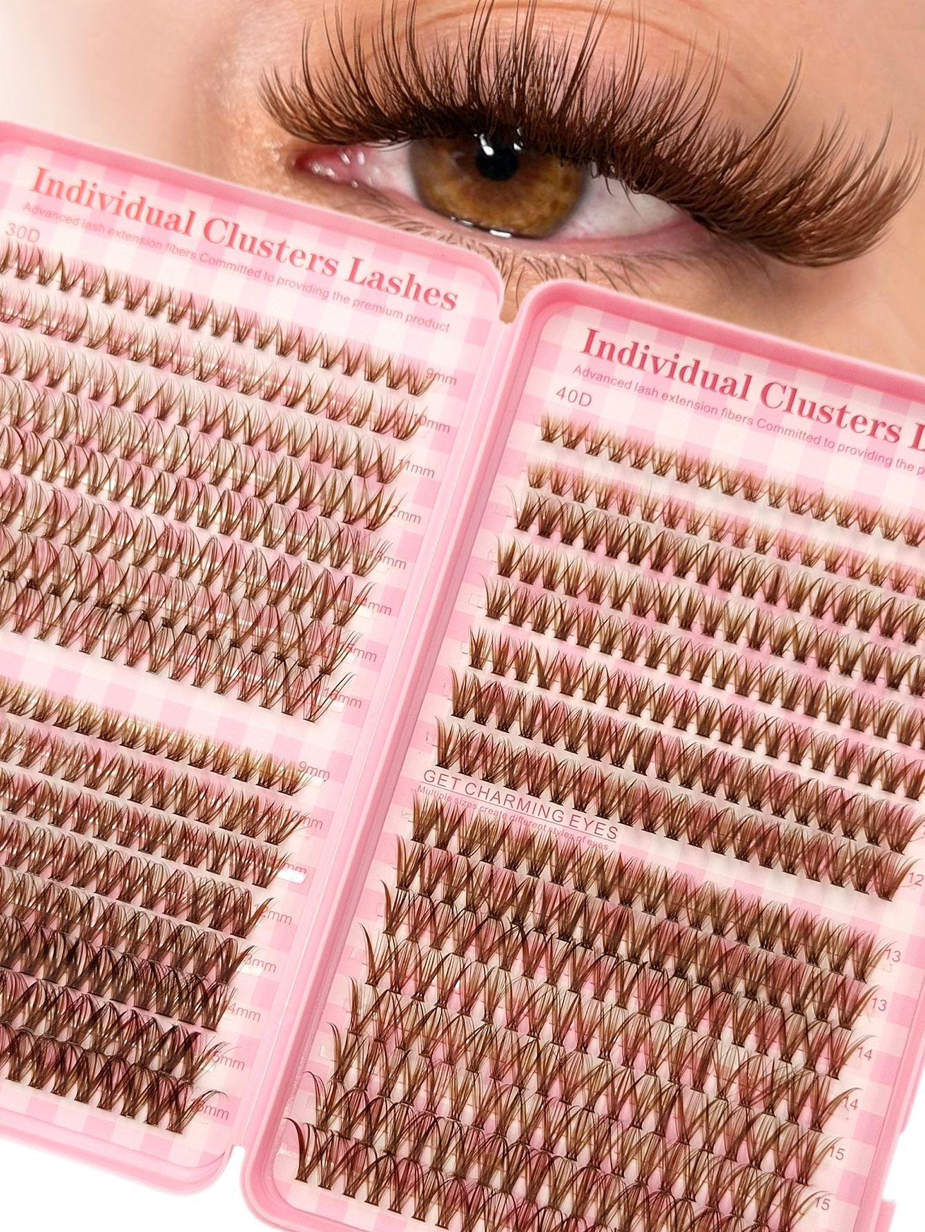 Sibeuna 640Pcs D Curl Brown Clusters Lashes 30D+40D+50D Natural Thick Wispy Soft Light Reusable False Eyelashes Suitable For Travel, Daily Wear,Dates,Party,Cluster Lashes,Lashes,Eyelashes,Lash Clusters