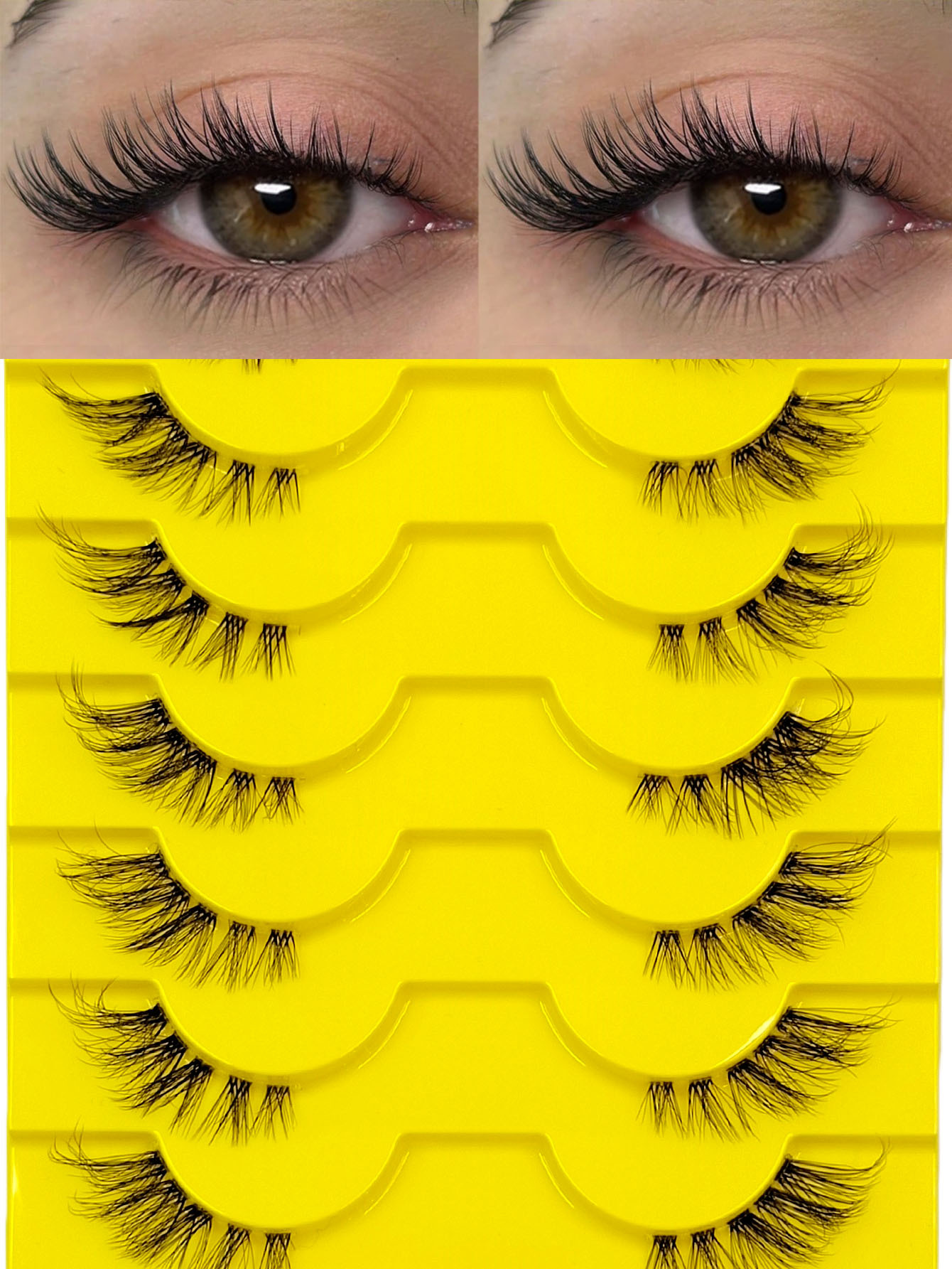 Sibeuna 10 Pairs Half Lashes Clear Band Fox Eyes Eyelashes,Cat Eye False Eyelashes 3D Faux Mink Eyelashes Soft Natural Makeup,Fake Lashes,Gift For Women & Girl,Suitable For Beginner And Party, Holiday Eye Makeup