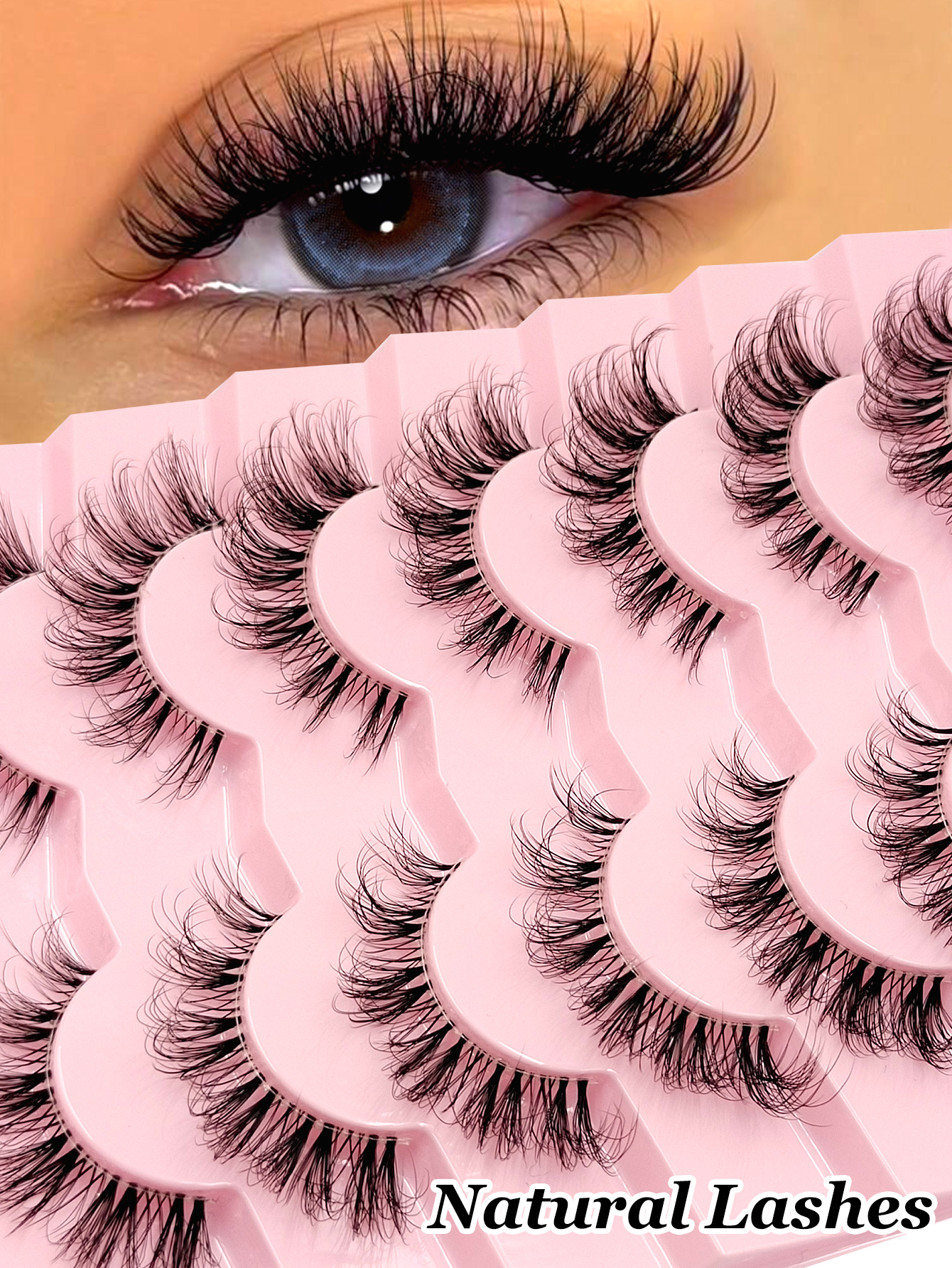 Sibeuna 7 Pairs Natural Lashes Fluffy Lashes Clear Band Faux Mink Lashes Cat Eye Lashes For Daily Style Eye Makeup,Full Strip Lashes,False Eyelashes,Fake Eyelashes,Strip Lashes