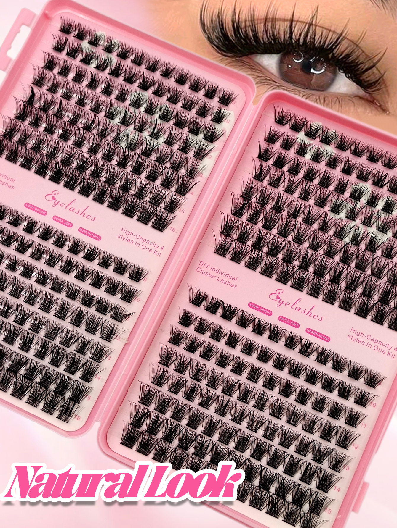 Sibeuna  384PCS Eyelash Book, Fluffy Soft Cluster False Eyelashes, Lightweight Eyelash Extension, Natural Look False Eyelashes, Individual False Eyelashes, DIY At Home False Eyelashes