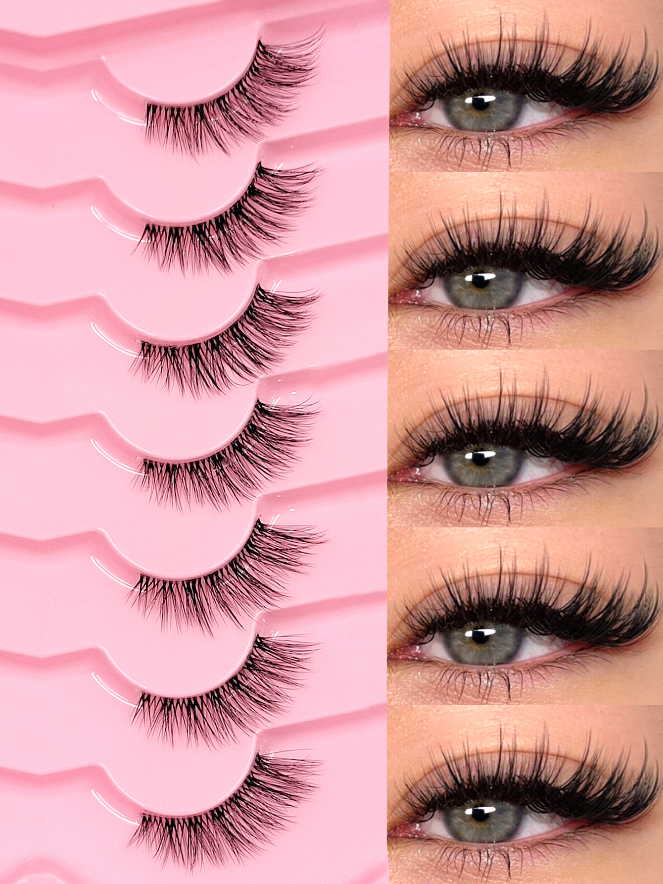 Sibeuna 7 Pairs Half Lashes 3D Wispy Cat Eye False Eyelashes Natural Fluffy Winged Faux Mink Lashes Soft Reusable Daily Party Makeup,Lashes Corner Eyelashes,Corner Eyelashes,Corner Lashes