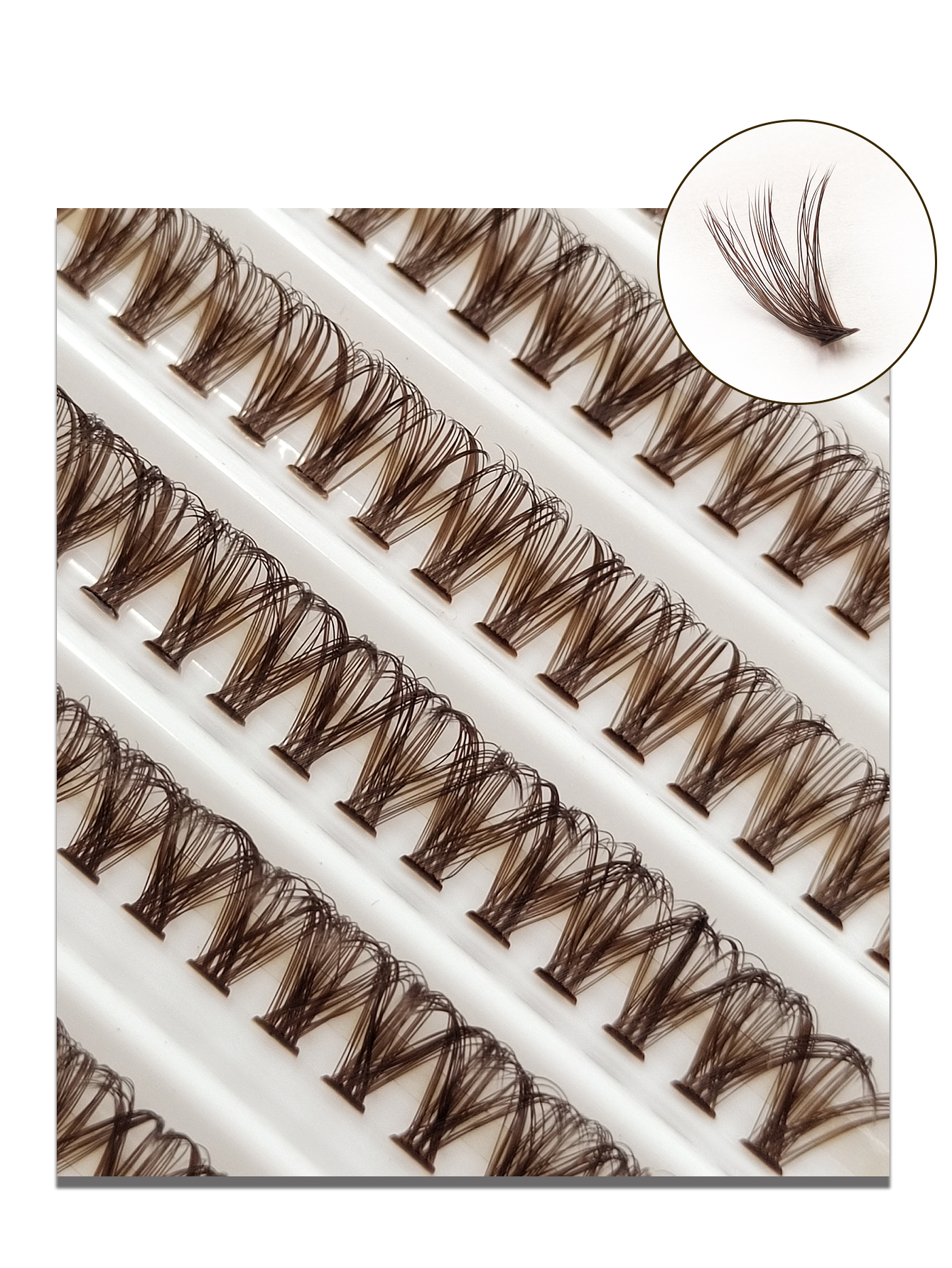 Sibeuna 200 PCS Brown 40D D Curl Cluster Eyelashes Fluffy Soft Individual Volume Lashes Extension Makeup Tool Natural Look Eyelashes