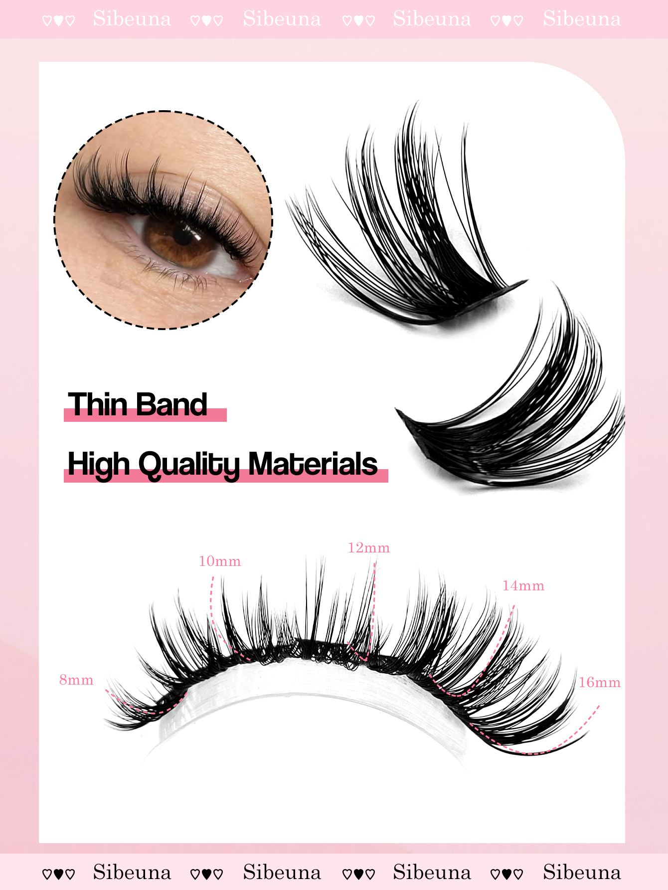 Sibeuna 140 Pcs D Curl Natural Lashes,Fluffy Cat Eye Lashes,For Beginners Easy To Use Salon-Quality Long-Lasting False Eyelash Extensions