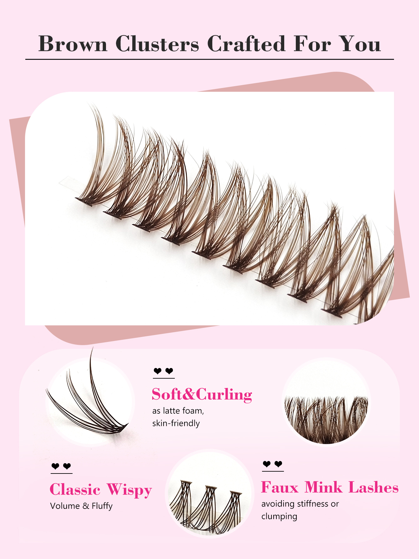 Sibeuna 640 Pcs D Curl Brown False Eyelashes Book,20D+40D+60D+80D Curled DIY Lashes, Natural Fluffy Lightweight Soft Reusable Individual Cluster Lashes, Suitable For Travel Daily Wear (Beginner Friendly) Wedding Date Party Holiday Gift