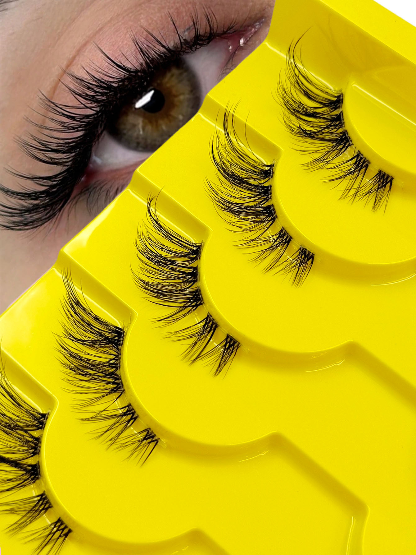 Sibeuna 10 Pairs Half Lashes Clear Band Fox Eyes Eyelashes,Cat Eye False Eyelashes 3D Faux Mink Eyelashes Soft Natural Makeup,Fake Lashes,Gift For Women & Girl,Suitable For Beginner And Party, Holiday Eye Makeup