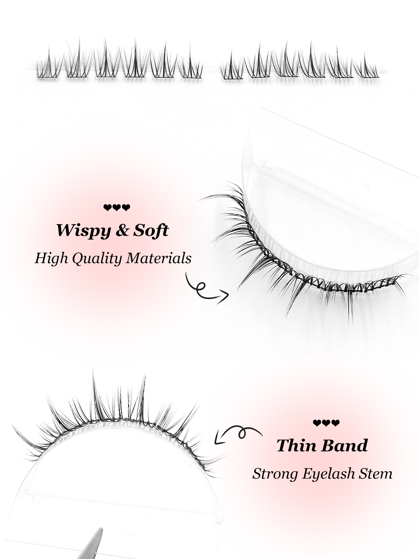 Sibeuna 120 Pcs Manga Lashes Faux Mink Natural Lashes Cat Eye Lashes,Suitable For Daily Style Eye Makeup For Beginner-Friendly,Creates Full,Curled, Alluring Lashes