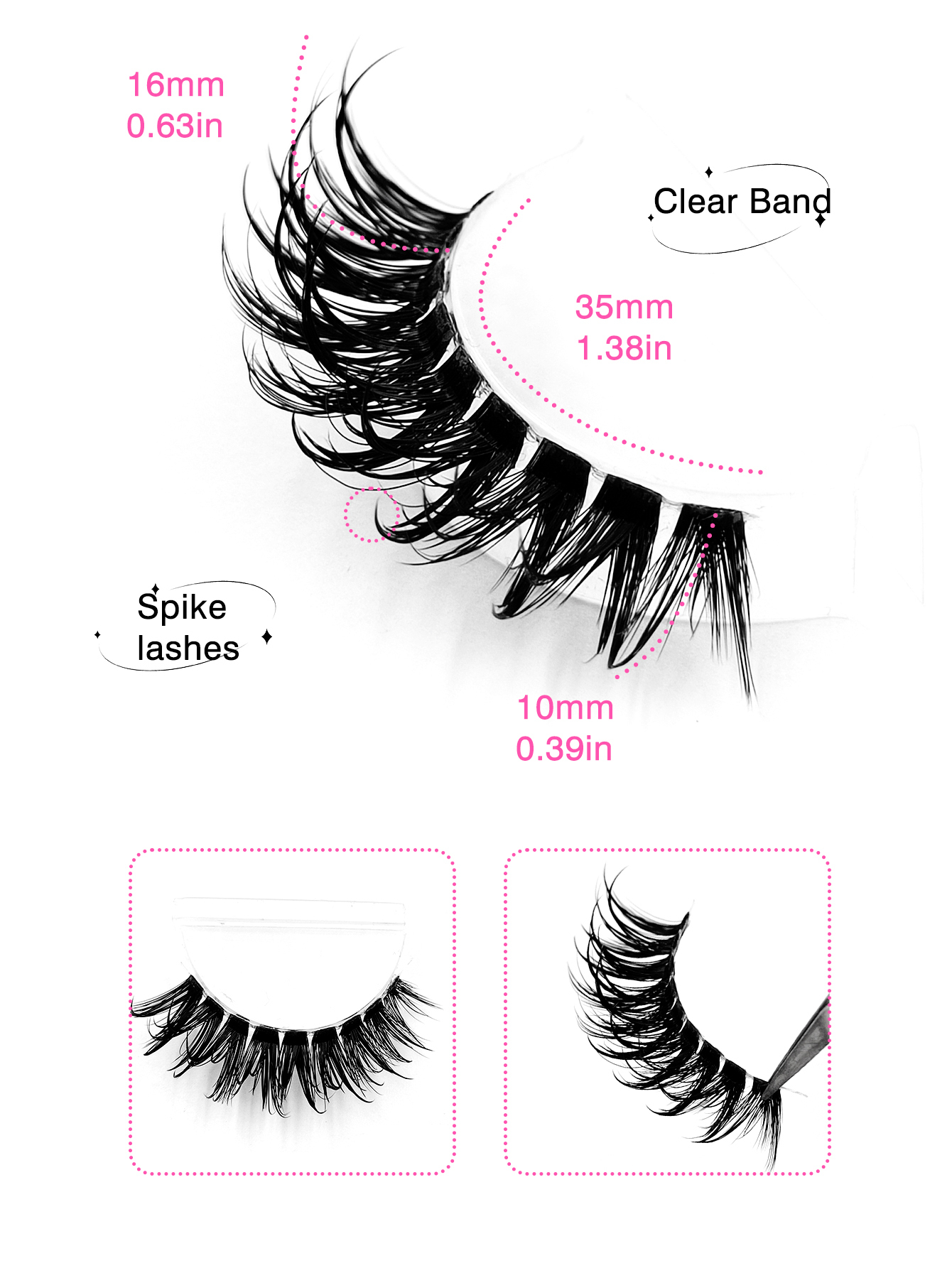 Sibeuna 7 Pairs Wet Eyelashes With Cartoon Effect, Clear Band Fake Eyelashes, For Daily Style Eye Makeup,Beginner-Friendly