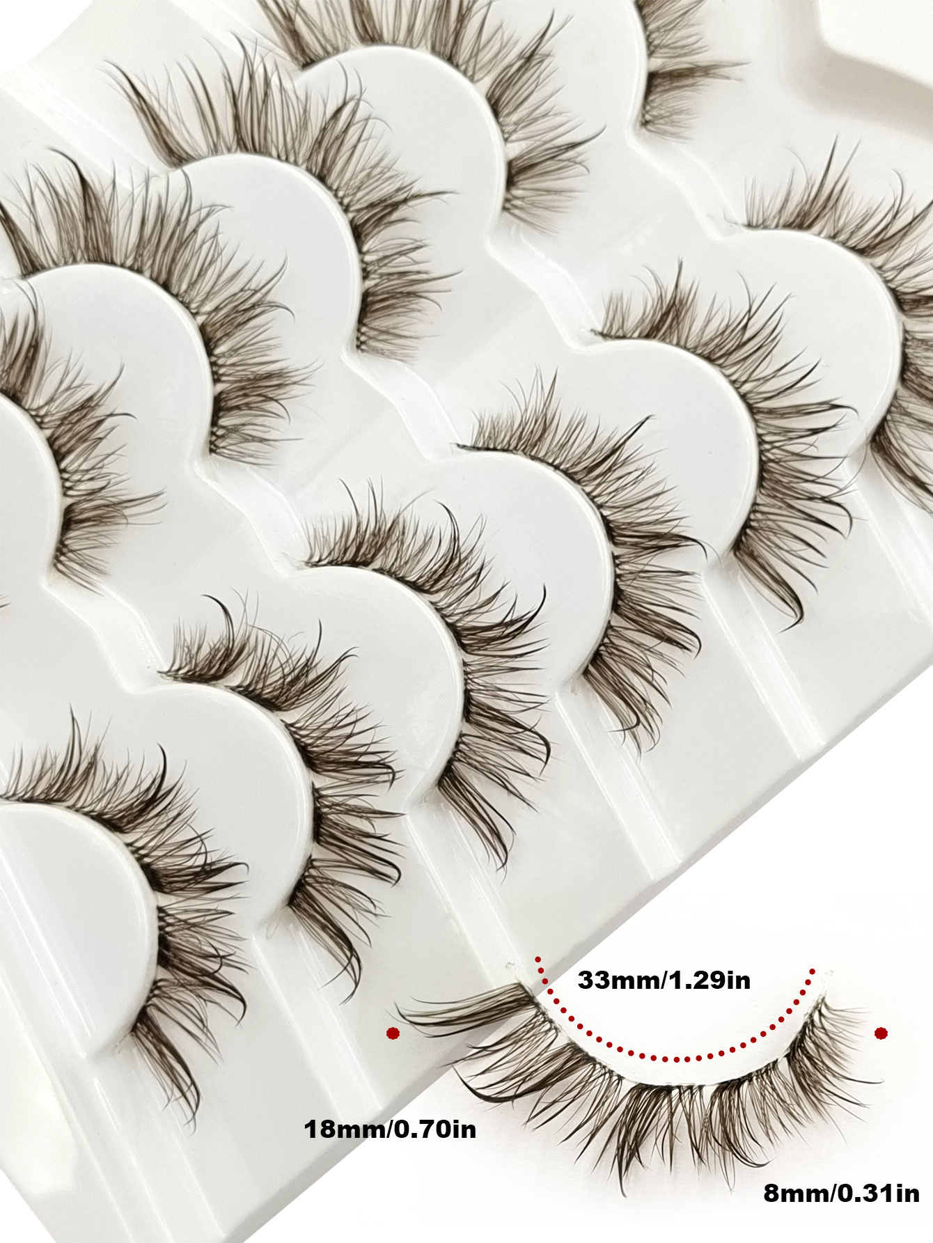Sibeuna 6 Pairs Wet Look Brown Lashes Clear Band Eyelashes Volume Reusable False Lashes Extensions Dramatic Look Curly Wispy Fake Lashes Makeup Tools